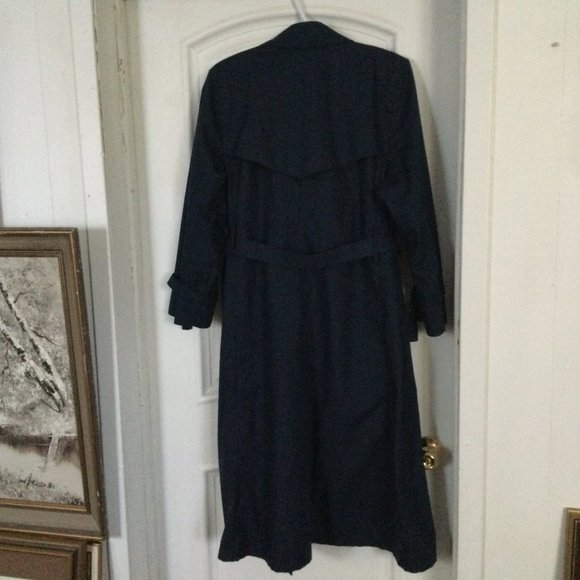 London Fog women's trench coat blue belted buttons up Size 12 Petite - Picture 9 of 11